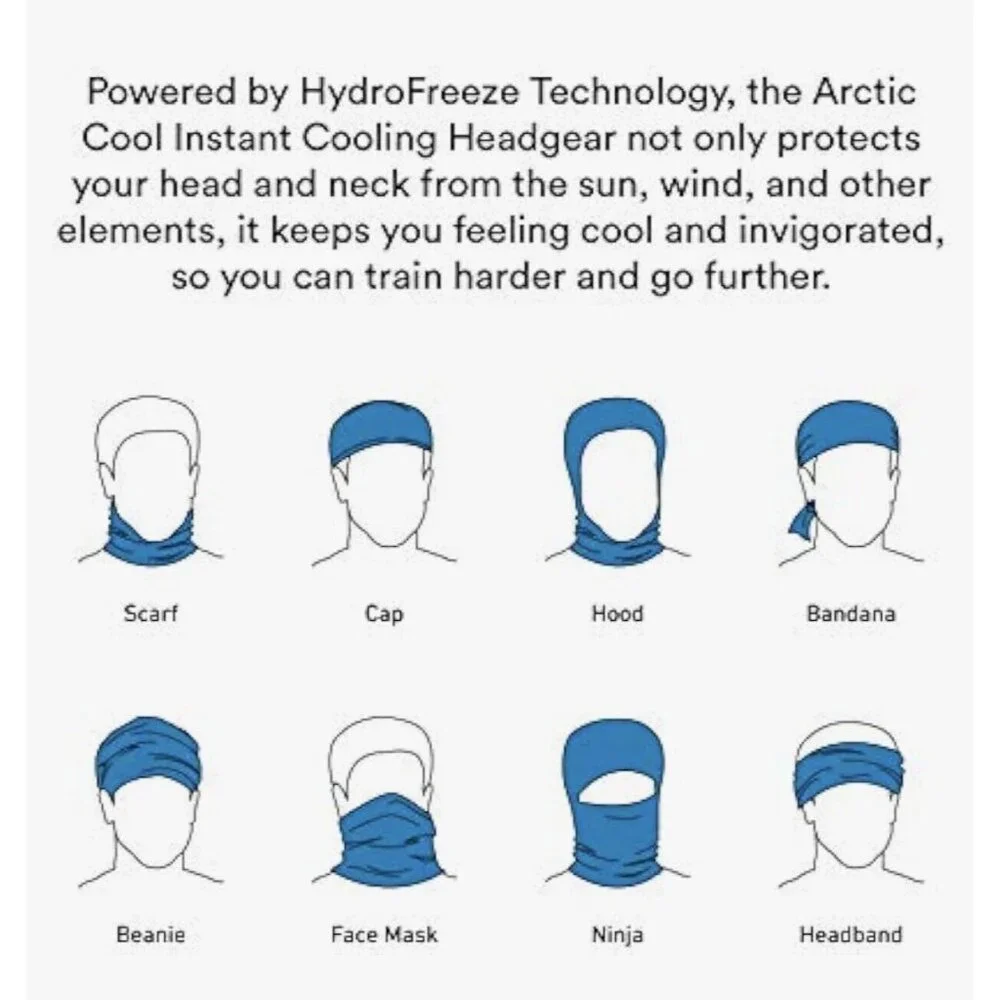 Arctic Cool Multifunctional Reusable Cooling Face Gaiter Mask Cover Blue NEW
